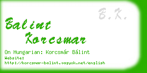 balint korcsmar business card